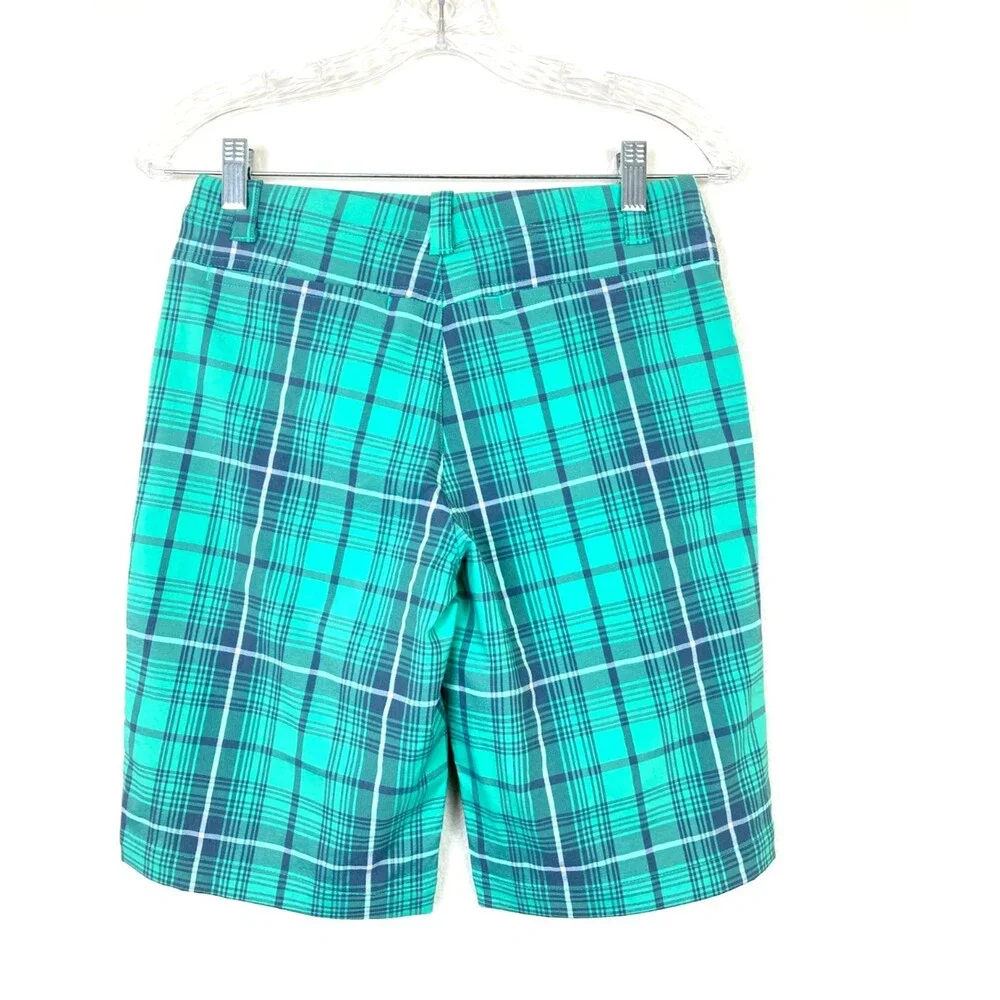 Nike Golf Boys Tour Performance Shorts Size M Dri Fit Green Gray Plaid NWT $55